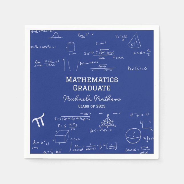 Blue Mathematics Graduate Class of Graduation Pappersservett (Framsidan)