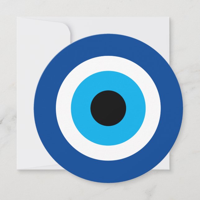 Blue Mati Evil Öga nazar round bröllopsinbjudan Inbjudningar (Framsida)