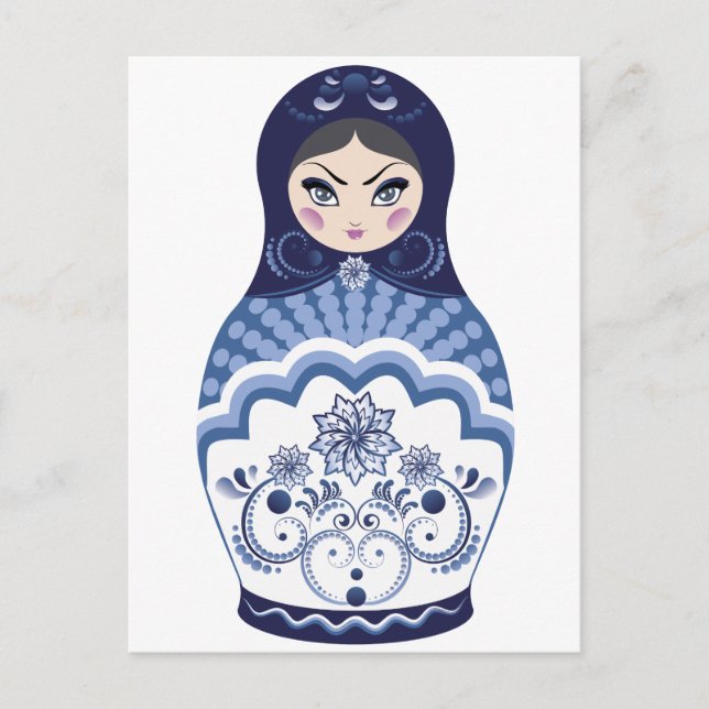 Blue Matryoshka Doll Vykort (Framsida)