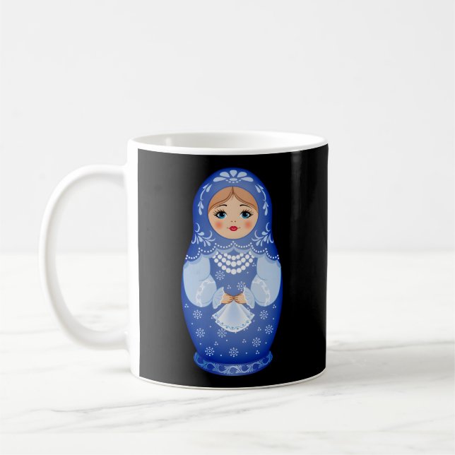 Blue Matryoshka Russian Nests Doll Kaffemugg (Vänster)