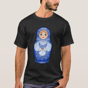 Blue Matryoshka Russian Nests Doll T Shirt
