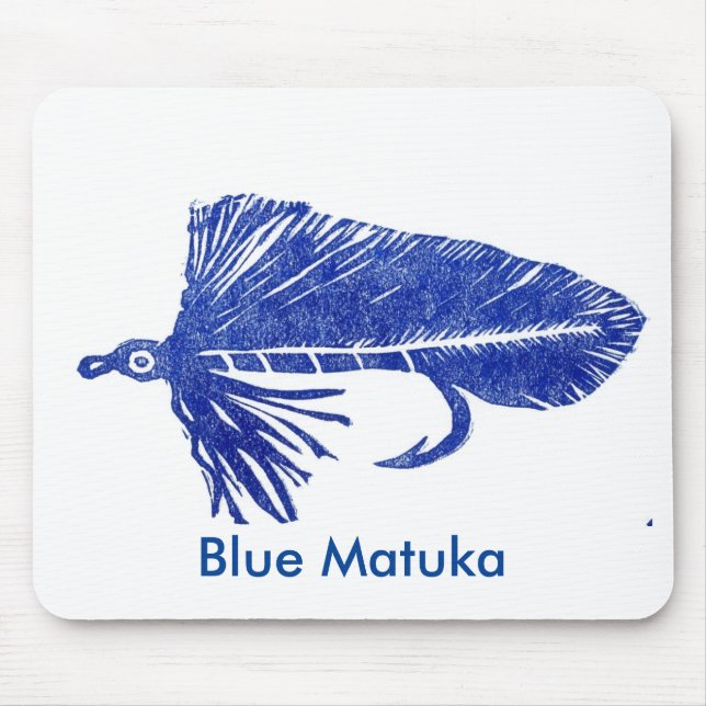 "Blue Matuka" Classic Trout Fly Mousepad Musmatta (Framsidan)