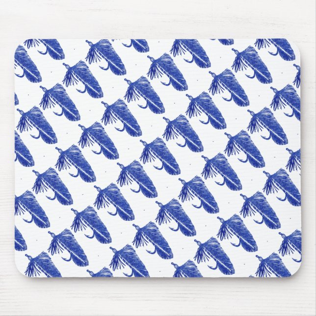 "Blue Matuka - Tiled" Classic Trout Fly Mousepad Musmatta (Framsidan)