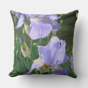 Blue Mauve Irises Flowers Dekorativ kudde