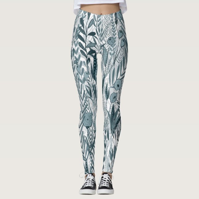 Blue Maximalist Garden Leggings (Framsida)