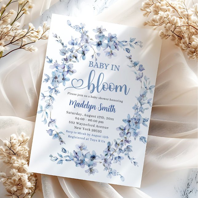 Blue Meadow Boho Baby in Bloom Barnkalas Inbjudningar (Skapare uppladdad)