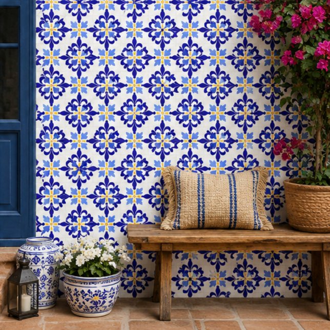Blue Meadow Delicate Floral Mosaic Elegant  Kakelplatta (Skapare uppladdad)