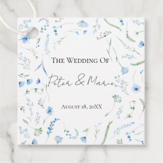 Blue Meadow Wildflower Personalized Wedding Favor Gåvor Etiketter