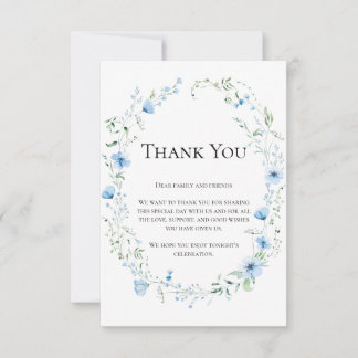 Blue Meadow Wildflower Personalized Wedding Gratit Tack Kort