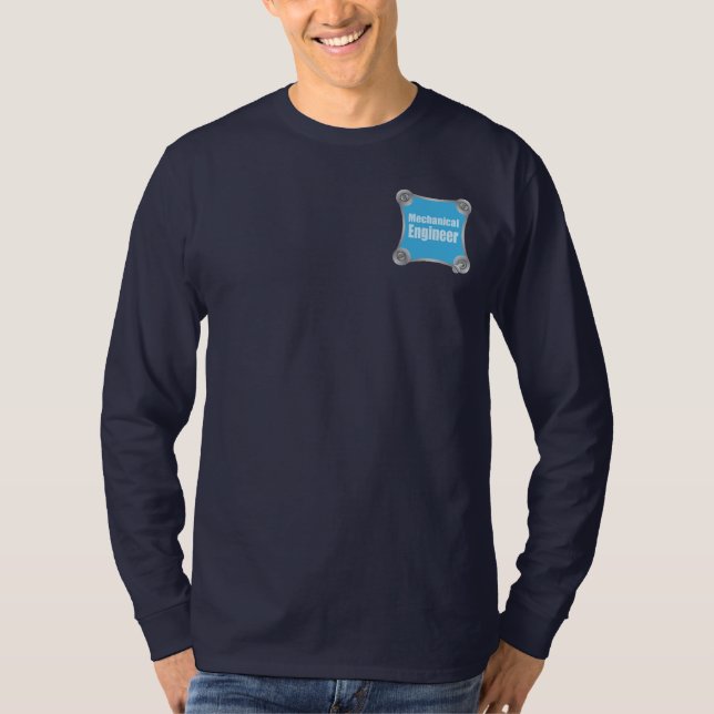 Blue Mechanical Ingenjör Fastener T Shirt (Framsida)