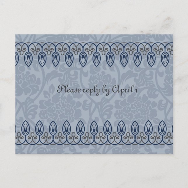Blue Medieval Brocade osa Inbjudan Vykort (Framsida)