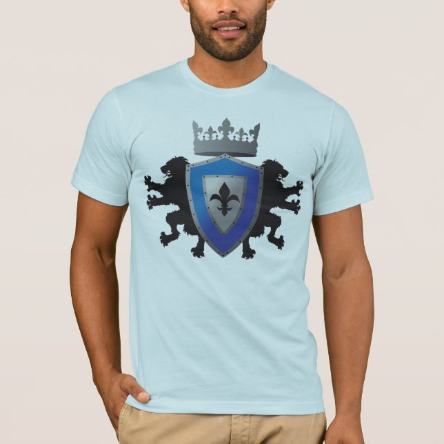 Blue Medieval Lejon Heraldry Manar Amer. Apparat T T-shirt (Framsida)