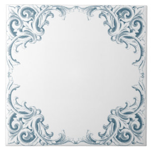 Blue Mediterranean Decorative Mönster Kakelplatta