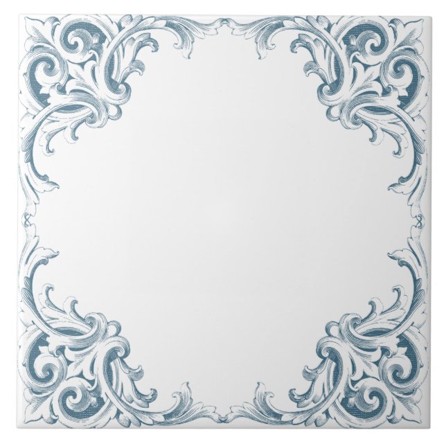Blue Mediterranean Decorative Mönster Kakelplatta (Framsidan)