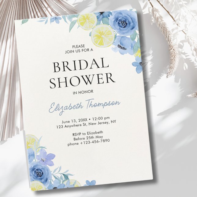 Blue Mediterranean Lemon Bridal shower Inbjudningar (Skapare uppladdad)
