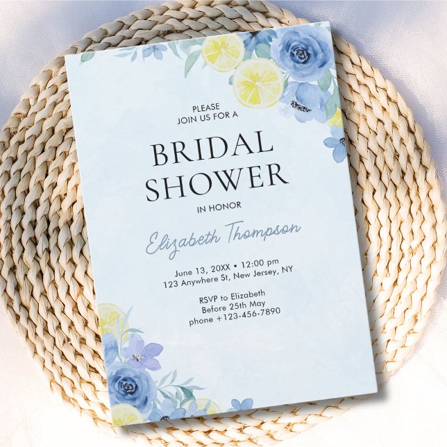 Blue Mediterranean Lemon Bridal shower Inbjudningar (Skapare uppladdad)