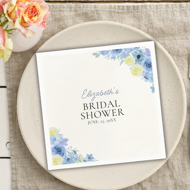 Blue Mediterranean Lemon Bridal shower Pappersservett (Skapare uppladdad)