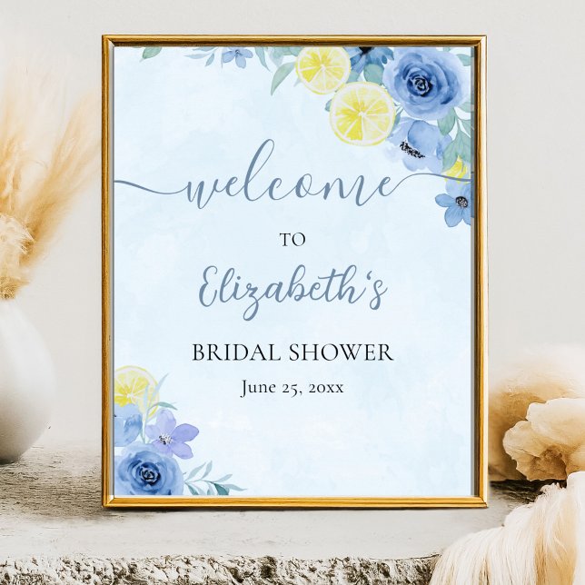 Blue Mediterranean Lemon Bridal shower Poster (Skapare uppladdad)