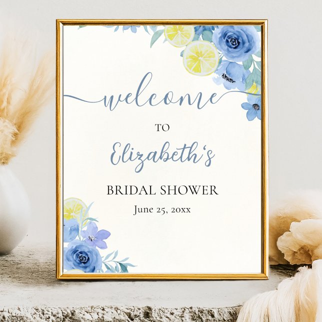 Blue Mediterranean Lemon Bridal shower Poster (Skapare uppladdad)
