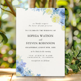 Blue Mediterranean Lemon Wedding Inbjudningar