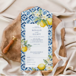 Blue Mediterranean Tiles Italienska Lemon Bröllop