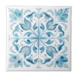 Blue Mediterranean Tuscany Kakelplatta<br><div class="desc">Medelhavsformgivning: Tuscan stil blå keramik.</div>