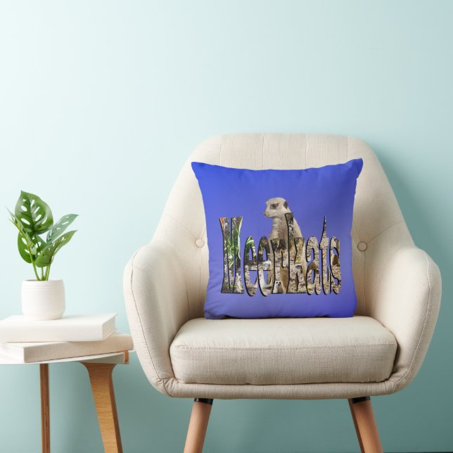 Blue Meerkats, Throw Cushion. Kudde (Stol)