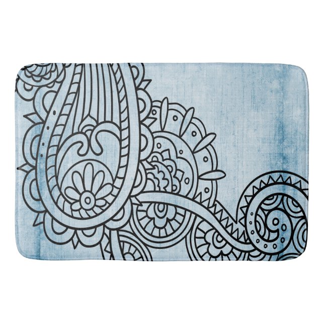 Blue Mehndi Motif Bath Mat Badrumsmatta (Framsidan)