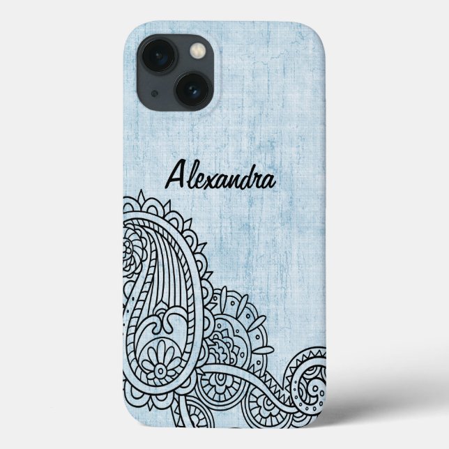 Blue Mehndi Motif Galaxy Note 4 Fodral (Baksida)