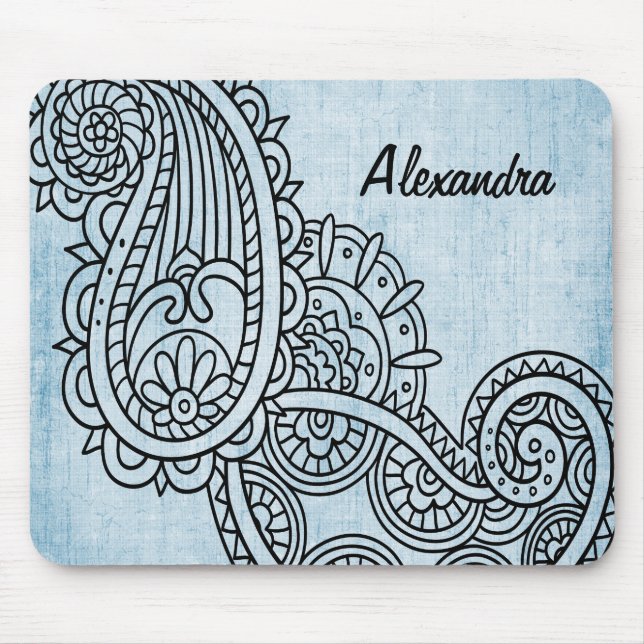 Blue Mehndi Motif Mousepad Musmatta (Framsidan)