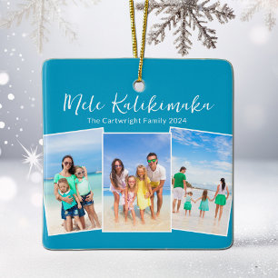 Blue Mele Kalikimaka Beach Resa Photo jul Julgransprydnad Keramik