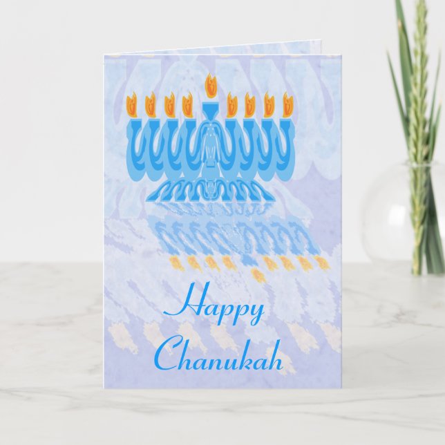 Blue Menorah Chanukah-kort Helgkort (Framsida)