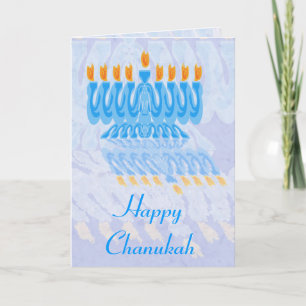 Blue Menorah Chanukah-kort Helgkort