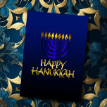 Blue Menorah Flames Lycklig Hanukkah-kort Helgkort<br><div class="desc">Helgdag temaobjekt designade av Umua. Tryckt och avsänt av Zazzle eller deras närstående företag.</div>