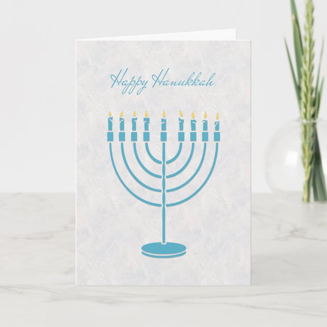 Blue Menorah, Lycklig Hanukkah, hälsningskort Helgkort (Framsida)