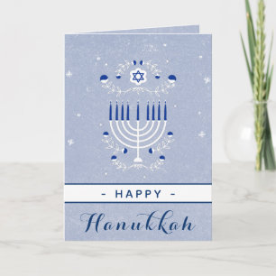Blue Menorah Star of David Lycklig Hanukkah Elegan Kort