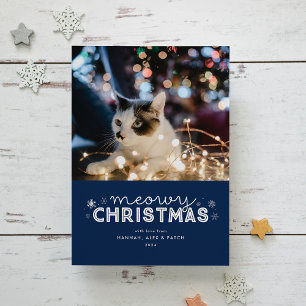 Blue Meowy-julfoto Julkort