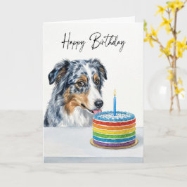 Blue Merle Aussie Birthday Cake Inspector Kort