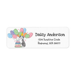 Blue Merle Aussiedoodle Birthday Returadress Returadress Etikett