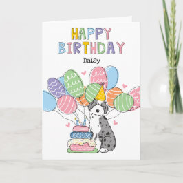 Blue Merle Aussiedoodle Hund Grattis på födelsedag Kort