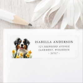 Blue Merle Australian shepherd Vår Daffodils Returadress Etikett