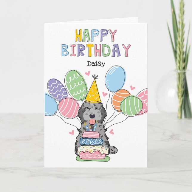 Blue Merle Cockapoo Cavapoo Hund Grattis på födels Kort (Framsida)