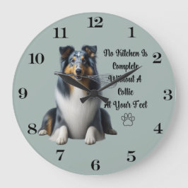 Blue Merle Collie Clock Stor Klocka