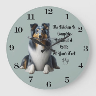 Blue Merle Collie Clock Stor Klocka
