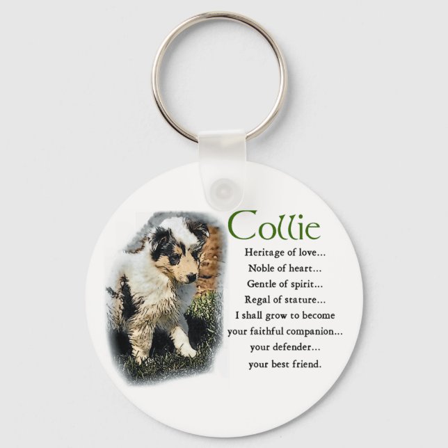 Blue Merle Collie Gifts Nyckelring (Framsida)