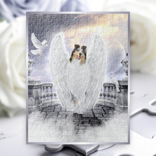 Blue Merle Collie Guardian Angel i Hund Heaven - Pussel (Skapare uppladdad)