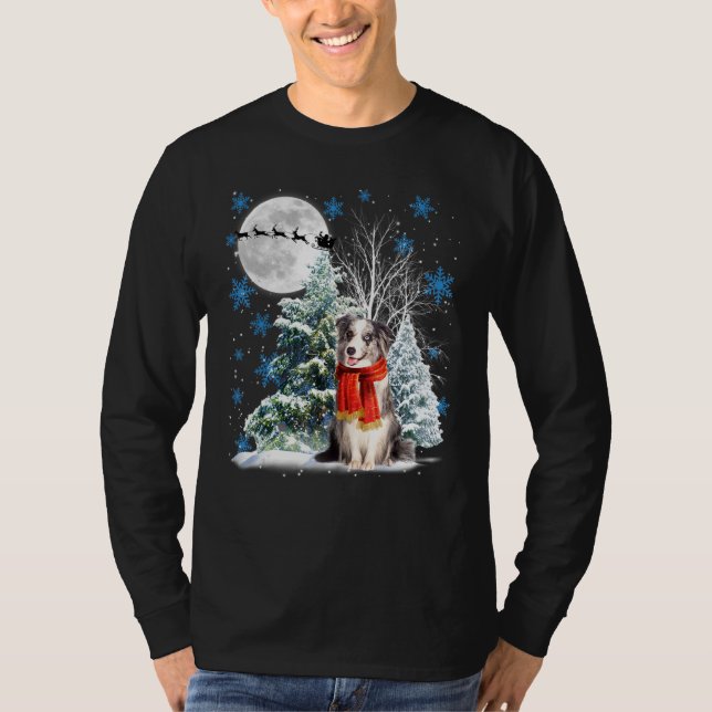 Blue Merle Collie under måndagskvällen Snö P T Shirt (Framsida)