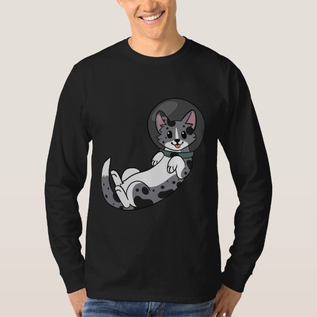 Blue Merle Corgi Space T Shirt (Framsida)