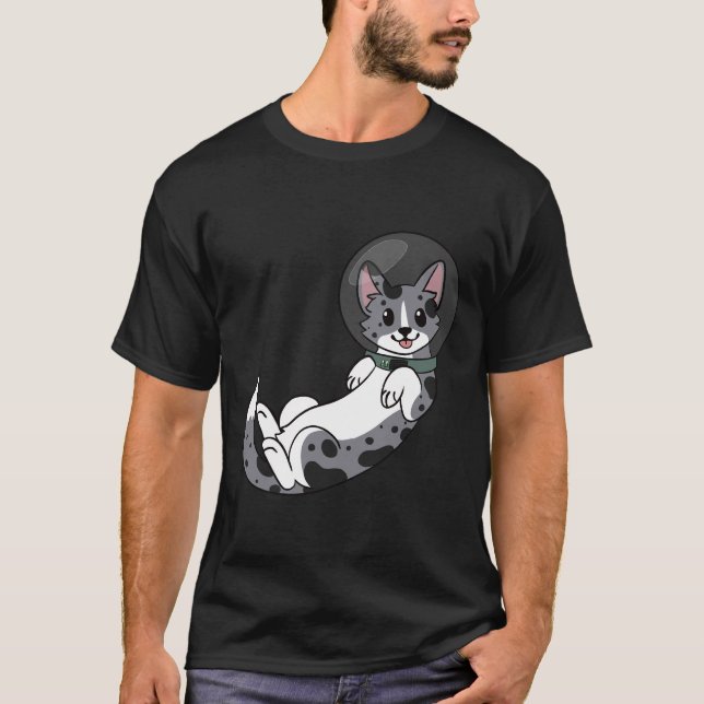 Blue Merle Corgi Space T Shirt (Framsida)
