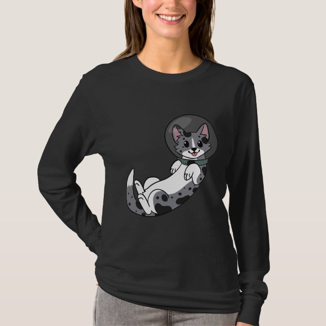 Blue Merle Corgi Space T Shirt (Framsida)